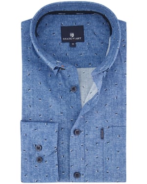 State of Art overhemd blauw katoen patroon
