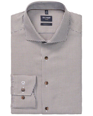 Olymp Luxor modern fit overhemd bruin geprint