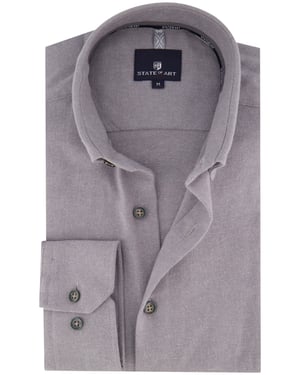 State of Art overhemd grijs gemêleerd flanel button-down