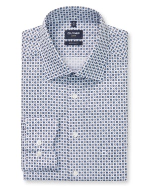 Olymp overhemd blauw geprint modern fit luxor