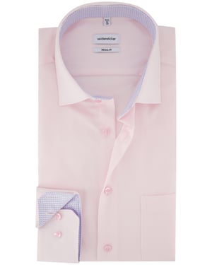 Overhemd roze Seidensticker regular fit met borstzak