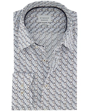 Overhemd Eterna wijde fit blauw printje