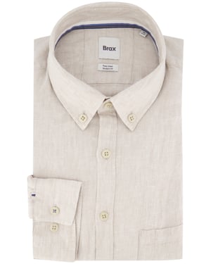 Brax Pure Linen Modern Fit overhemd beige
