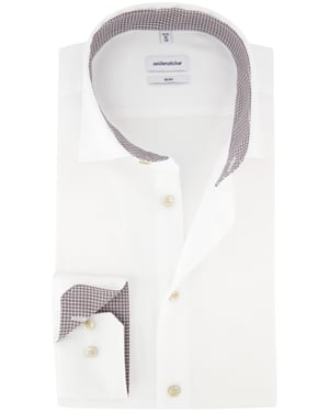Overhemd wit Seidensticker slim fit strijkvrij