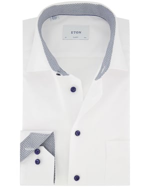 Wit overhemd Eton classic fit lange mouw strijkvrij