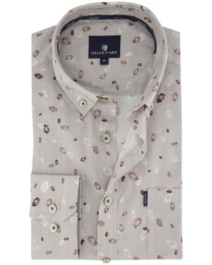 State of Art overhemd katoen beige patroon
