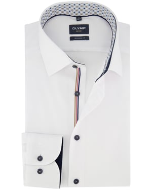 Wit overhemd Olymp semi-wide collar 100% katoen modern fit