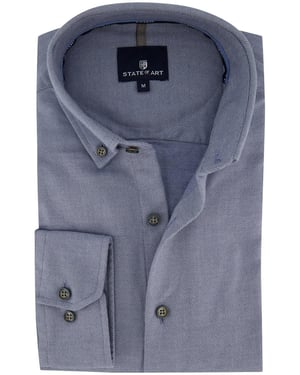 Wijde fit overhemd State of Art katoen donkerblauw
