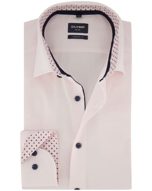 Olymp overhemd roze gestreept normale fit semi wide spread boord