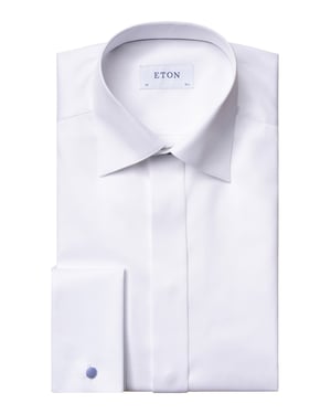 Contemporary fit katoenen overhemd wit smoking Eton