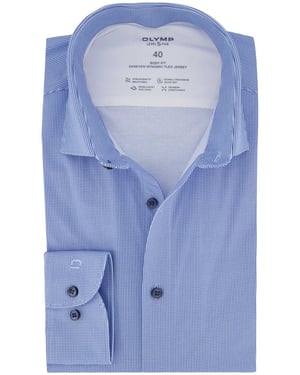 Olymp overhemd blauw body fit semi-wide collar