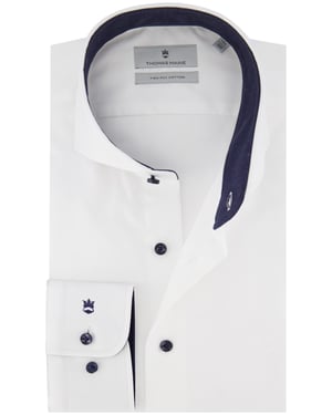 Thomas Maine two-ply overhemd wit katoen