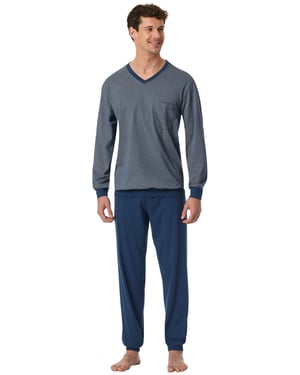 blauwe Schiesser pyjama geprint