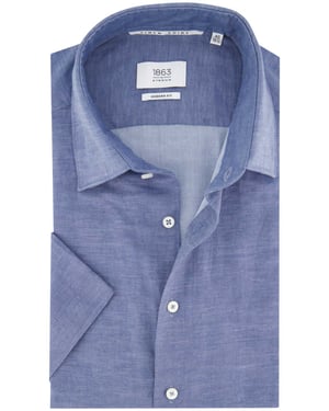 Eterna overhemd blauw modern fit korte mouw