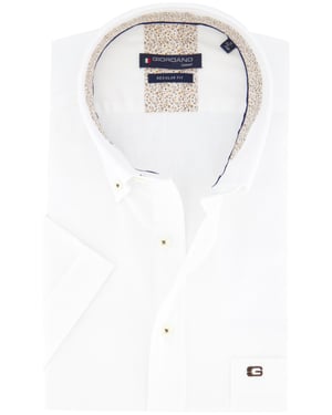 Giordano overhemd Regular Fit korte mouw wit effen
