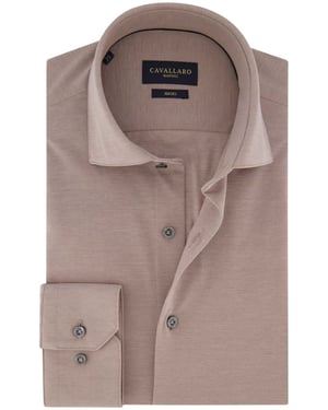 katoenen overhemd Cavallaro beige effen knitted jersey