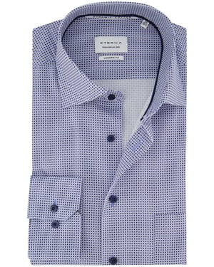 Modern Fit Eterna overhemd blauw geprint
