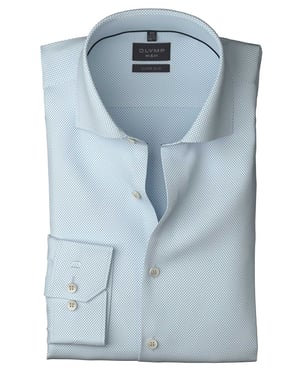 katoenen Olymp overhemd lichtblauw geprint super slim fit