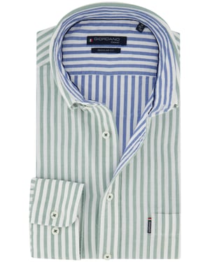 Overhemd Giordano groen casual gestreepte lange mouw