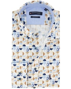Wit Overhemd Giordano creme blauwe print Regular Fit