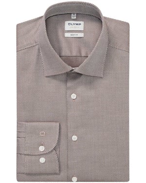 Olymp geprint bruin overhemd katoen slim fit