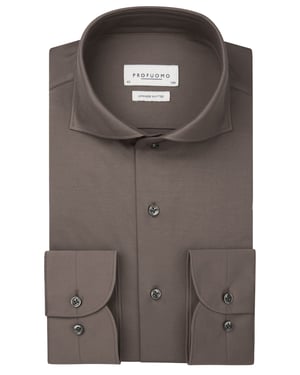 business overhemd Profuomo Japanese Knitted bruin