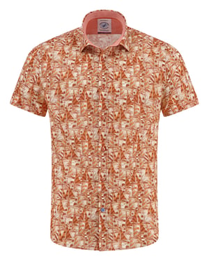 overhemd korte mouw oranje A Fished Named Fred met boten print