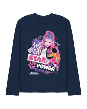 K-Pop Demon Hunters Unisex Adult Rumi Scrapbook Long-Sleeved T-Shirt (Navy)