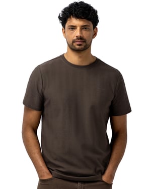 T shirts State of Art bruin T shirt met visgraatpatroon