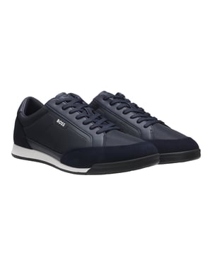 BOSS Black sneakers donkerblauw koeleder suede element