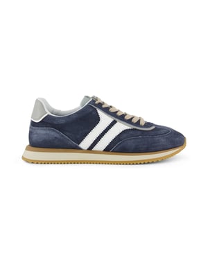 blauw witte sneakers gestreept Giorgio met beige zool