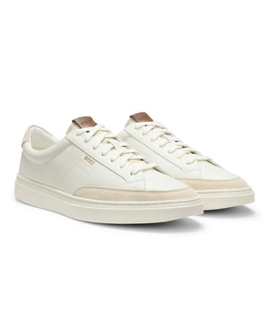 schoenen BOSS Black creme sneakers suede afwerking