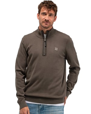 trui Butcher of blue bruin half zip effen