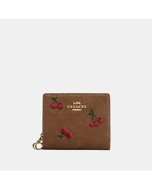 Snap Wallet With Cherry Embroidery