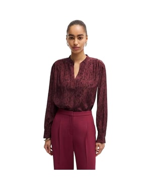 Boss Damesblouse met lange mouwen en slangenprint (Bourgondië)