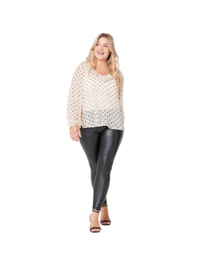Be You Damesblouse met stippen en ruches (Crème)