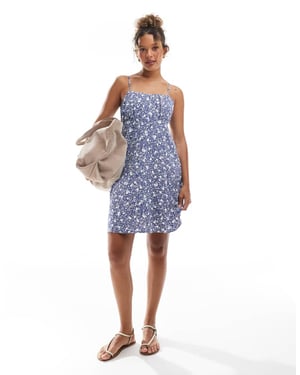 ONLY cami mini dress in blue ditsy print