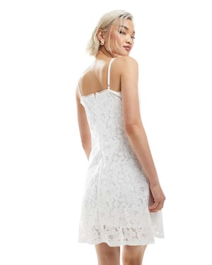 Vero Moda square neck lace cami mini dress in white
