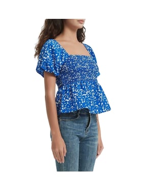 Be You Damesblouse met vierkante halslijn en een losse pasvorm (Blauw)