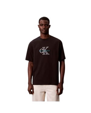 Calvin Klein Heren Tekst Logo T-shirt (Zwart)