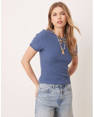 ASOS DESIGN waffle baby tee in washed navy