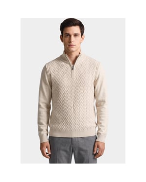 Bos Bright Blue Half zip 1188/41018 off white