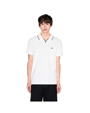 Armani Exchange Heren Logo Poloshirt (Gebroken wit)