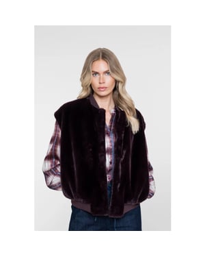 Geisha 65559-21 480 gilet fur with rib burgundy