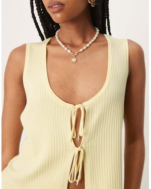JDY tie front knitted vest in buttermilk yellow