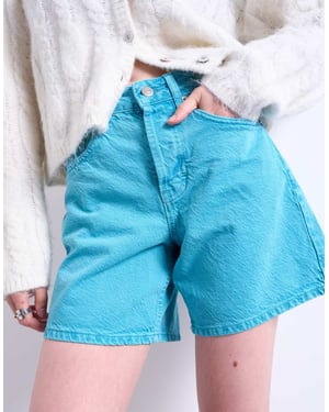 Topshop denim Editor short in blue