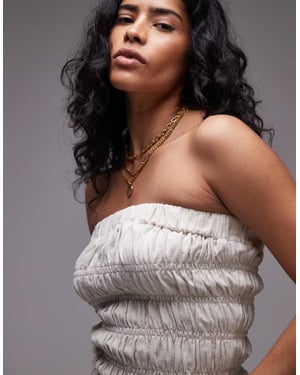 Topshop shirred linen bandeau in natural