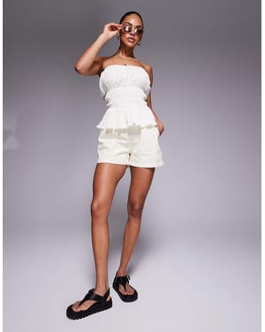 Kaiia exclusive shirred bandeau top in cream