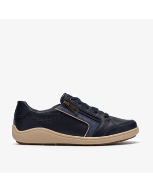 Bryianne Dazz Navy Leather Trainers