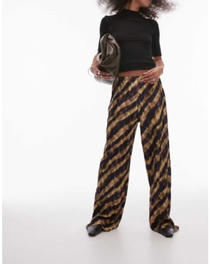 Topshop abstract stripe plisse trousers in multi